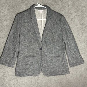 LC Lauren Conrad Gray Knit One-Button Blazer 3/4 Sleeves  Small